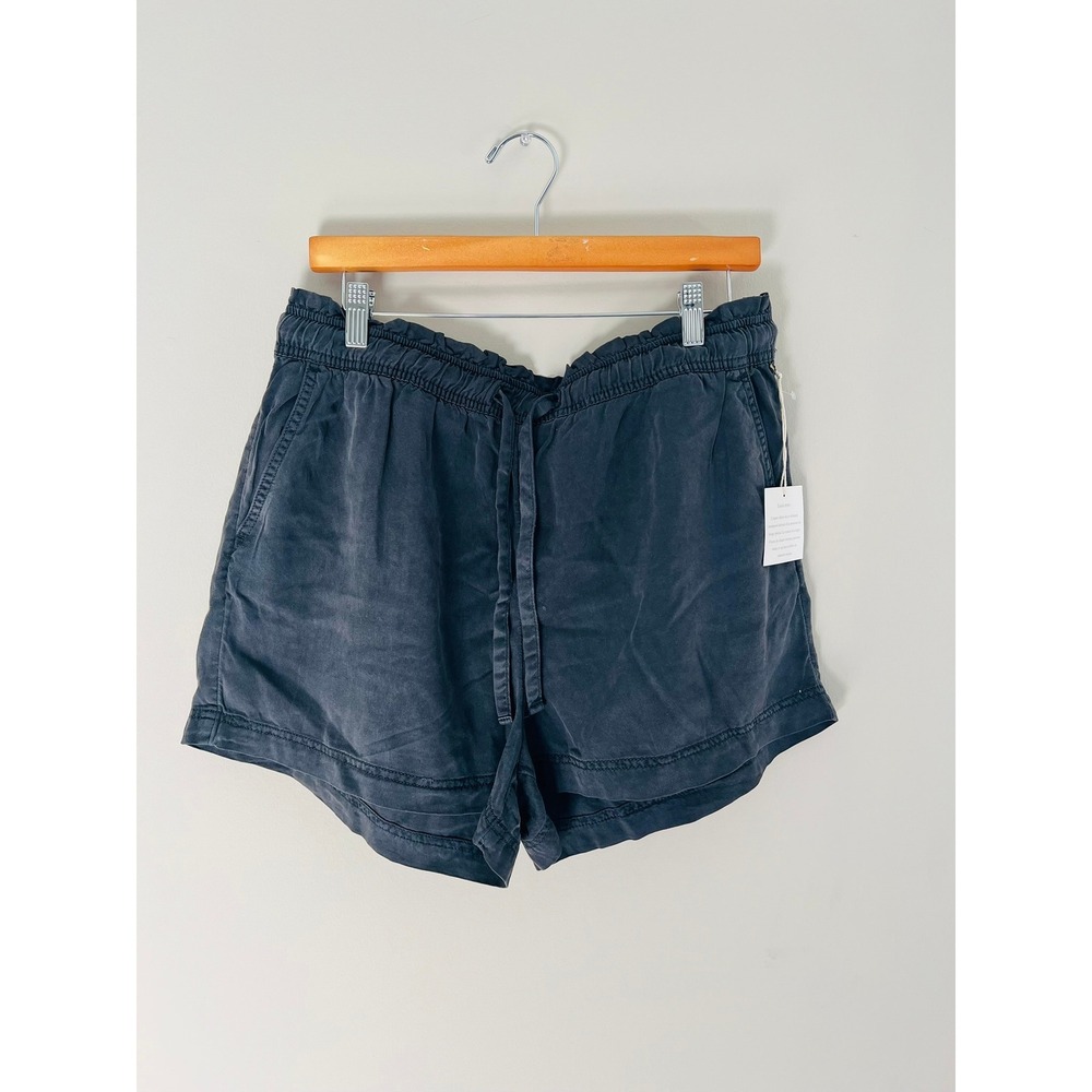C&C California Womens XL Lyocell Paperbag Waist Shorts Charcoal Grey Retro New